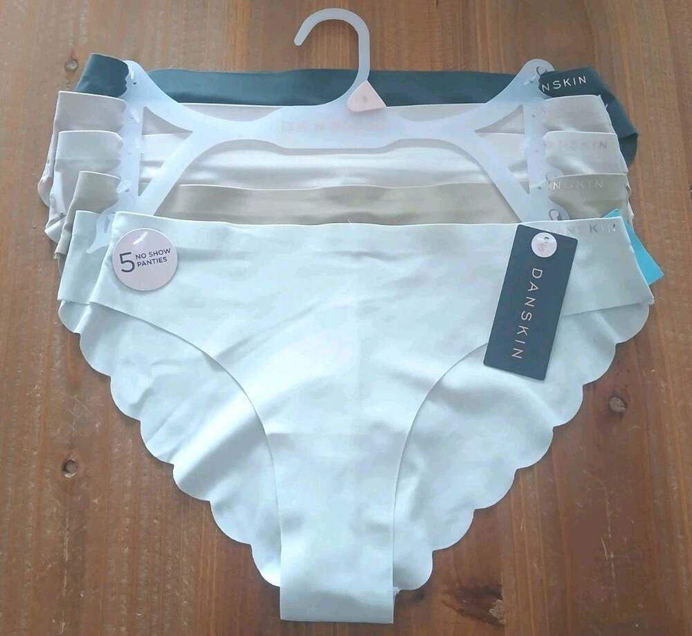 5-Pack Danskin Women's No-Show Scalloped Cheeky Panties Multicolor Small
